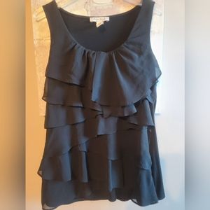 White House Black Market Black ruffle sleeveless top.